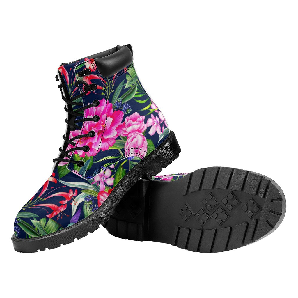 Hawaiian Tropical Birds Pattern Print Work Boots