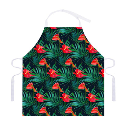 Hawaiian Tropical Flowers Pattern Print Adjustable Apron