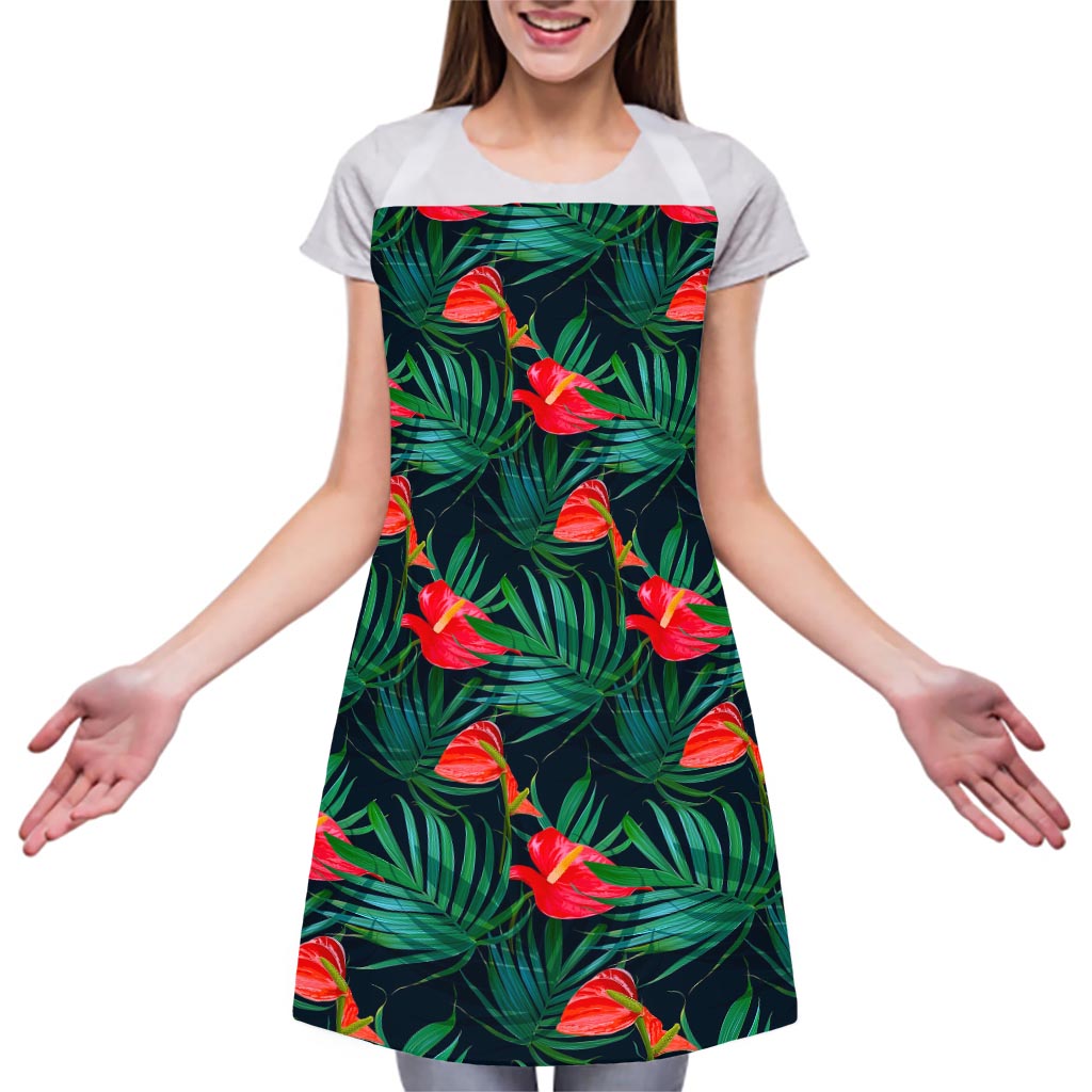 Hawaiian Tropical Flowers Pattern Print Adjustable Apron