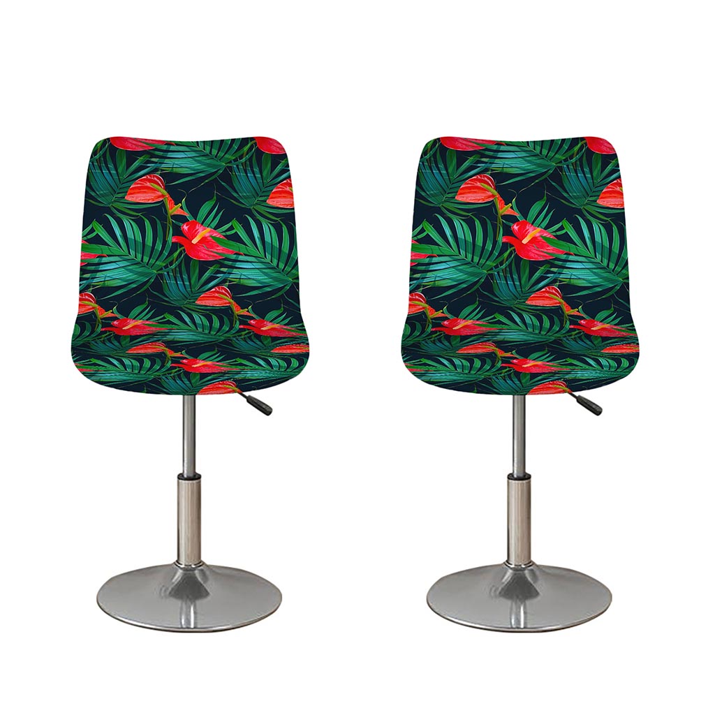 Hawaiian Tropical Flowers Pattern Print Bar Stool Covers