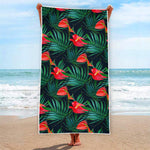 Hawaiian Tropical Flowers Pattern Print Beach Towel