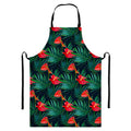 Hawaiian Tropical Flowers Pattern Print Bib Apron With Pocket