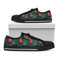 Hawaiian Tropical Flowers Pattern Print Black Low Top Sneakers