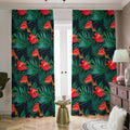 Hawaiian Tropical Flowers Pattern Print Dimout Pencil Pleat Curtains