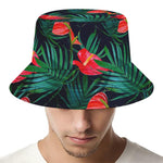 Hawaiian Tropical Flowers Pattern Print Bucket Hat