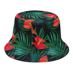 Hawaiian Tropical Flowers Pattern Print Bucket Hat