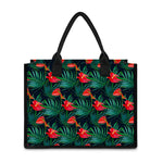 Hawaiian Tropical Flowers Pattern Print Canvas Tote Bag