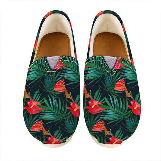 Hawaiian Tropical Flowers Pattern Print Casual Shoes