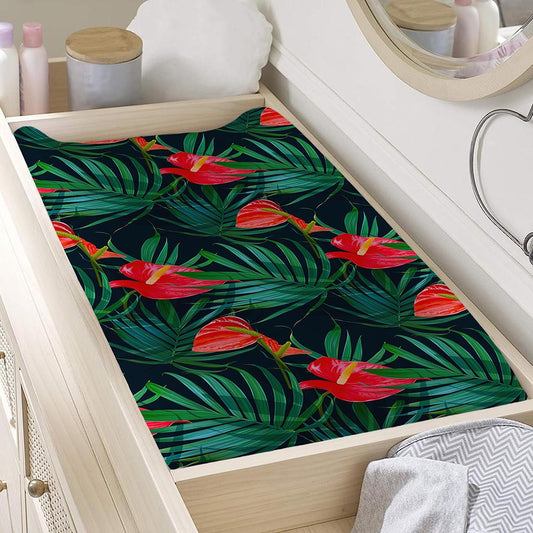 Hawaiian Tropical Flowers Pattern Print Changing Pad Cover