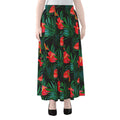 Hawaiian Tropical Flowers Pattern Print Chiffon Maxi Skirt