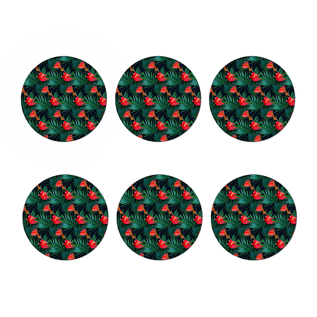 Hawaiian Tropical Flowers Pattern Print Coaster Set