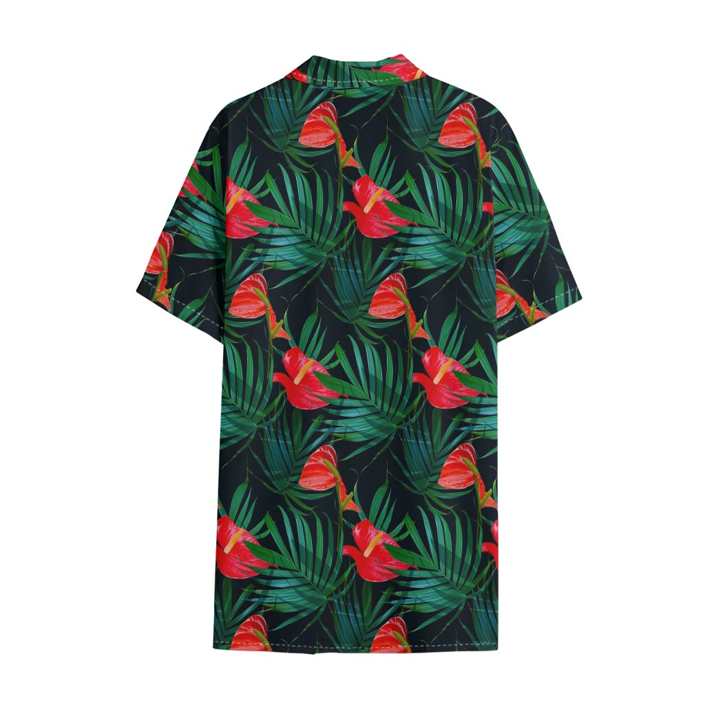 Hawaiian Tropical Flowers Pattern Print Cotton Hawaiian Shirt