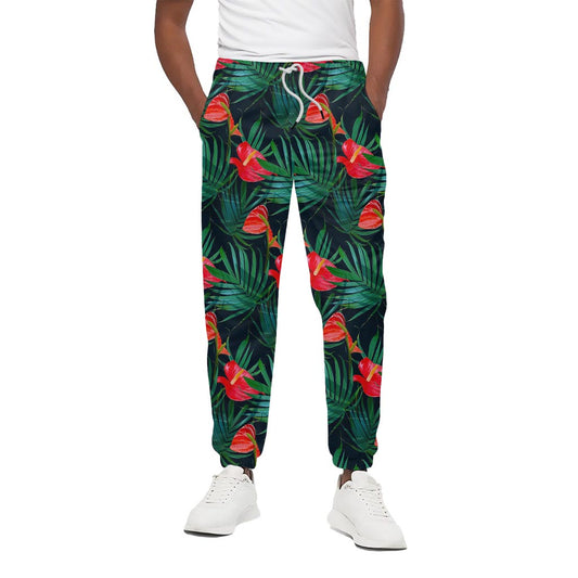 Hawaiian Tropical Flowers Pattern Print Cotton Pants