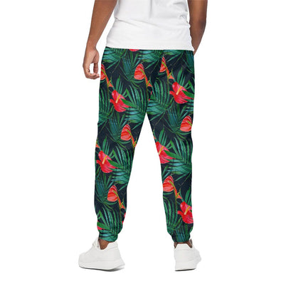 Hawaiian Tropical Flowers Pattern Print Cotton Pants
