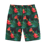 Hawaiian Tropical Flowers Pattern Print Cotton Shorts