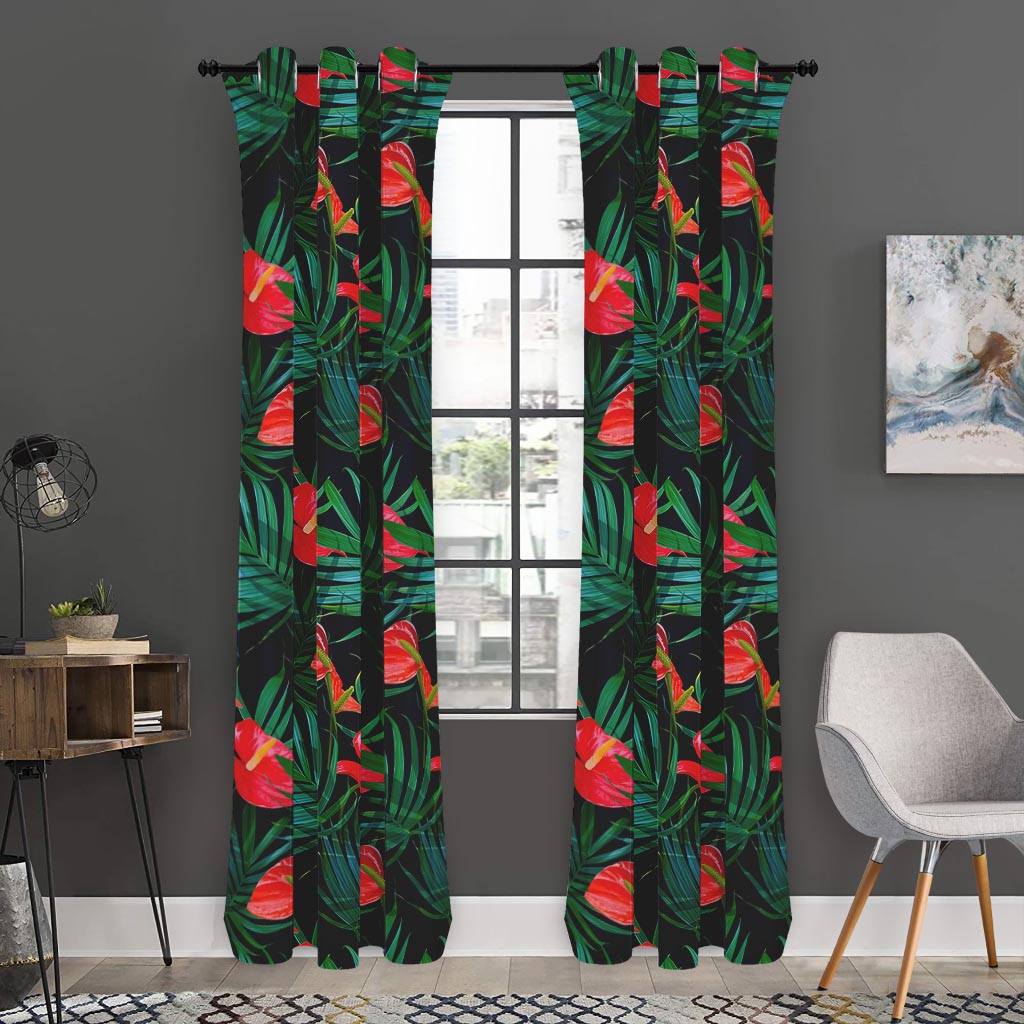 Hawaiian Tropical Flowers Pattern Print Curtain