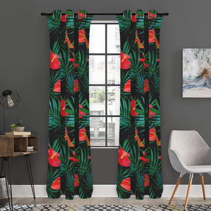 Hawaiian Tropical Flowers Pattern Print Curtain