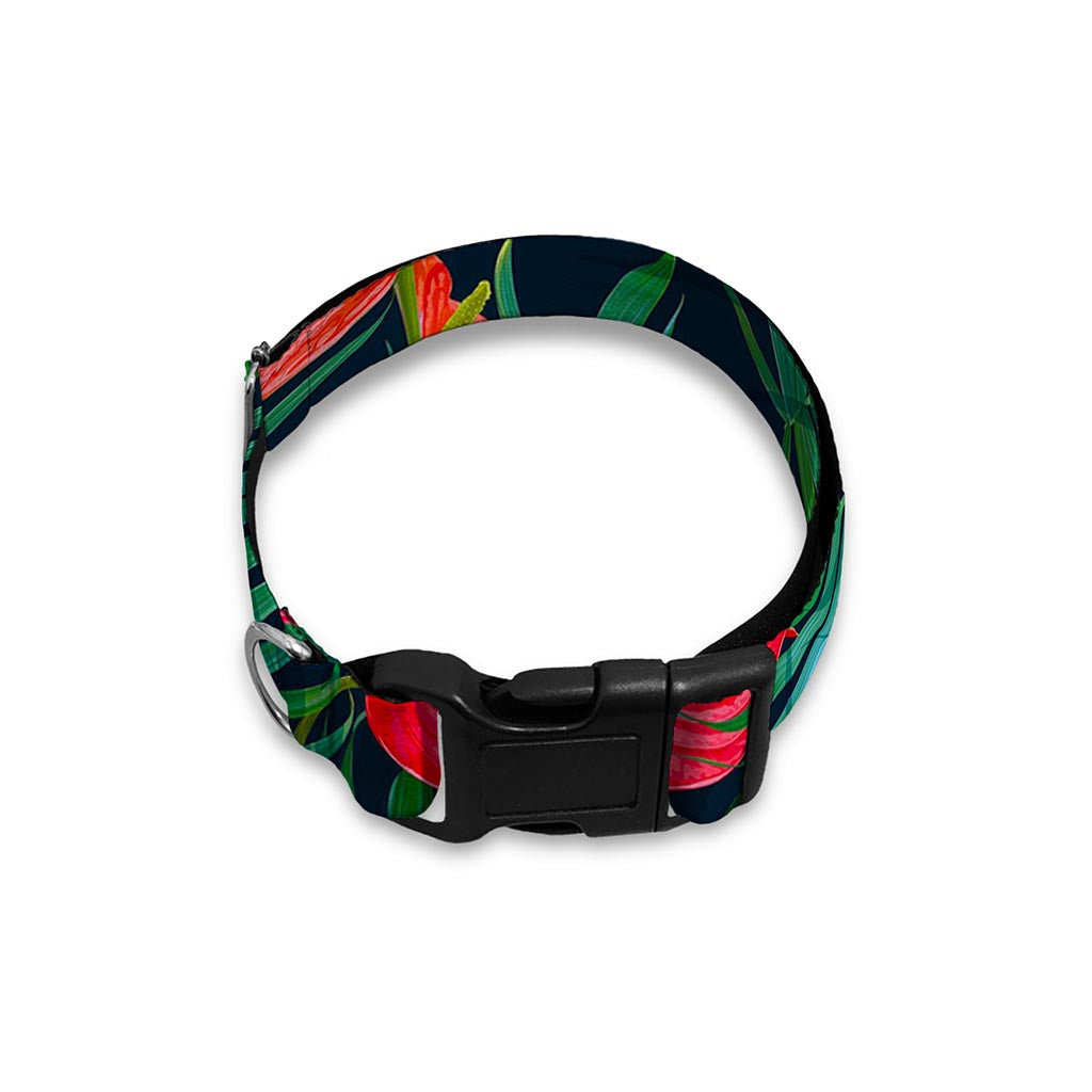 Hawaiian Tropical Flowers Pattern Print Dog Collar