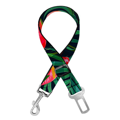 Hawaiian Tropical Flowers Pattern Print Dog Seat Belt
