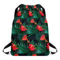 Hawaiian Tropical Flowers Pattern Print Drawstring Backpack