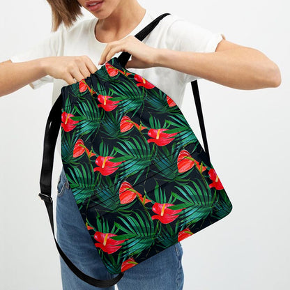 Hawaiian Tropical Flowers Pattern Print Drawstring Backpack