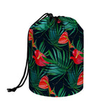 Hawaiian Tropical Flowers Pattern Print Drawstring Makeup Bag