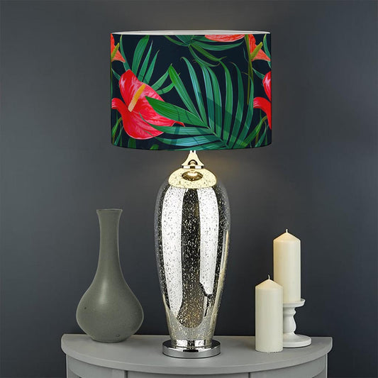 Hawaiian Tropical Flowers Pattern Print Drum Lamp Shade