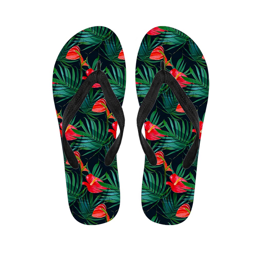 Hawaiian Tropical Flowers Pattern Print Flip Flops