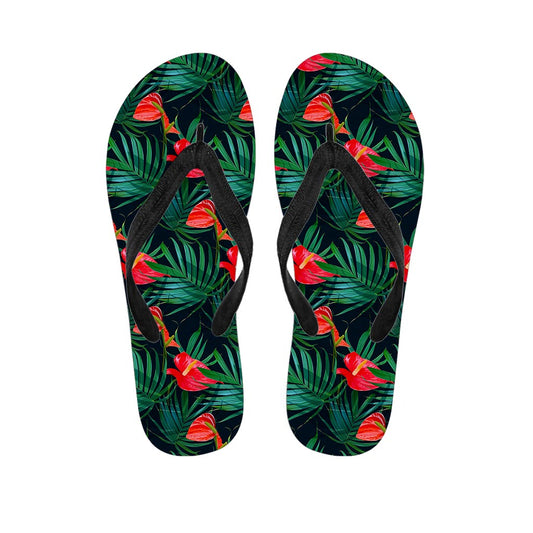 Hawaiian Tropical Flowers Pattern Print Flip Flops