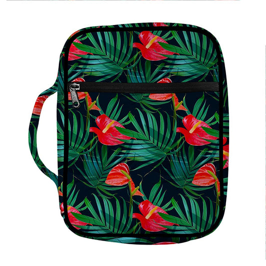 Hawaiian Tropical Flowers Pattern Print Front Pocket Bible Bag