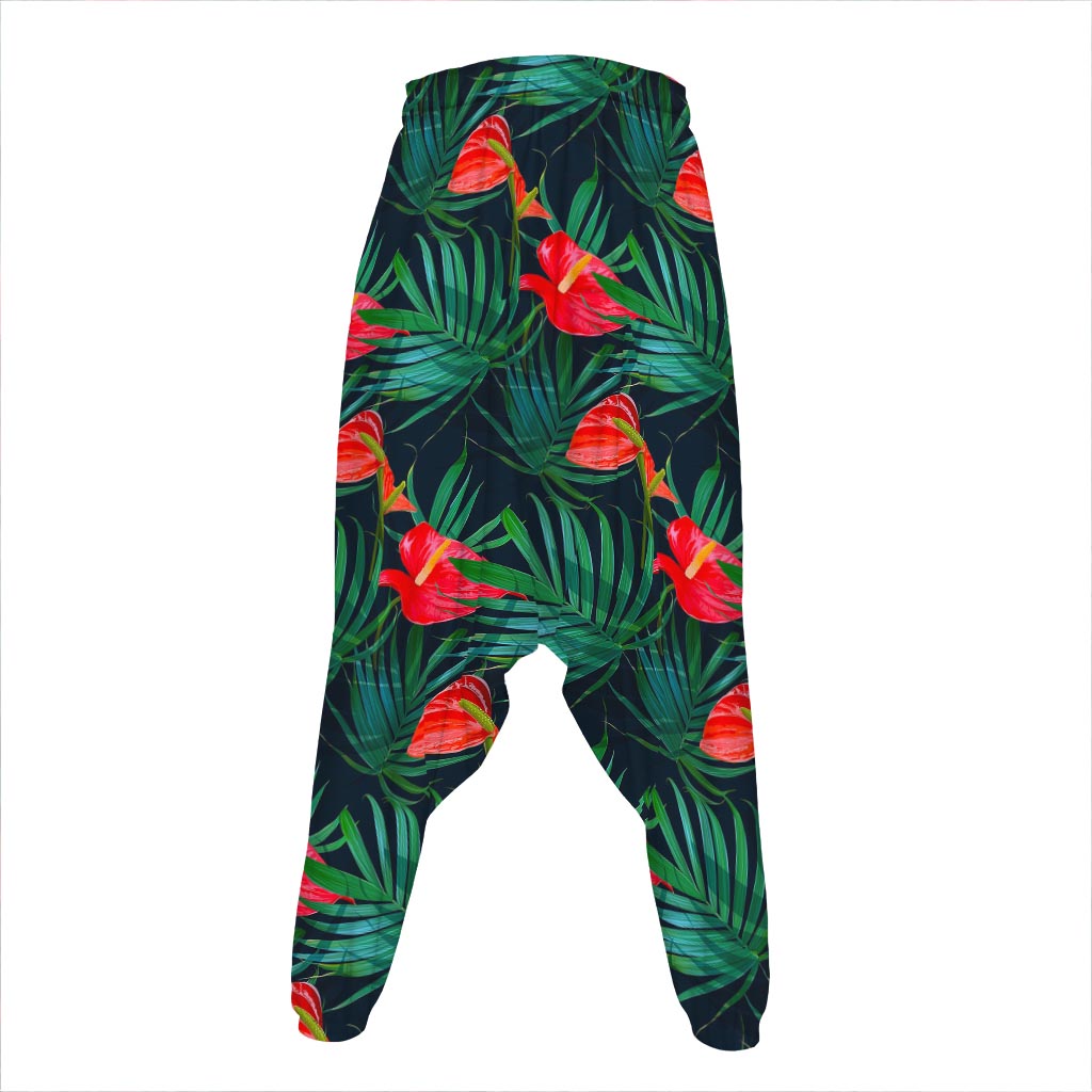 Hawaiian Tropical Flowers Pattern Print Hammer Pants