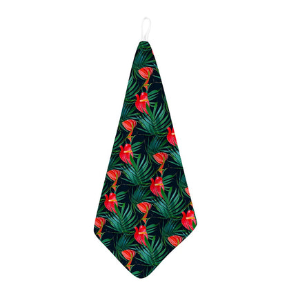 Hawaiian Tropical Flowers Pattern Print Hand Towel