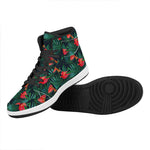 Hawaiian Tropical Flowers Pattern Print High Top Leather Sneakers