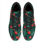 Hawaiian Tropical Flowers Pattern Print High Top Leather Sneakers