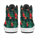 Hawaiian Tropical Flowers Pattern Print High Top Leather Sneakers