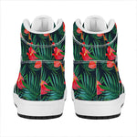 Hawaiian Tropical Flowers Pattern Print High Top Leather Sneakers