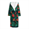 Hawaiian Tropical Flowers Pattern Print Hooded Bathrobe