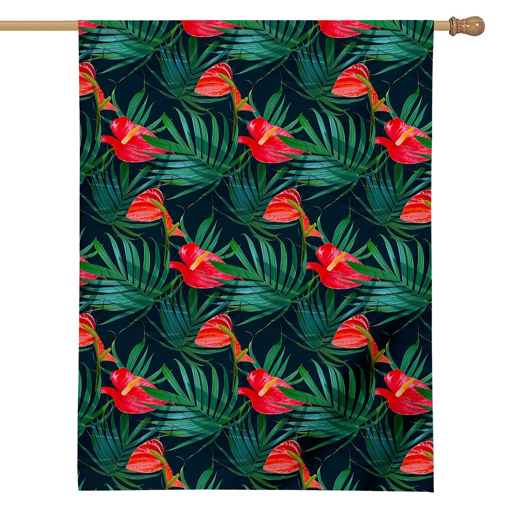 Hawaiian Tropical Flowers Pattern Print House Flag