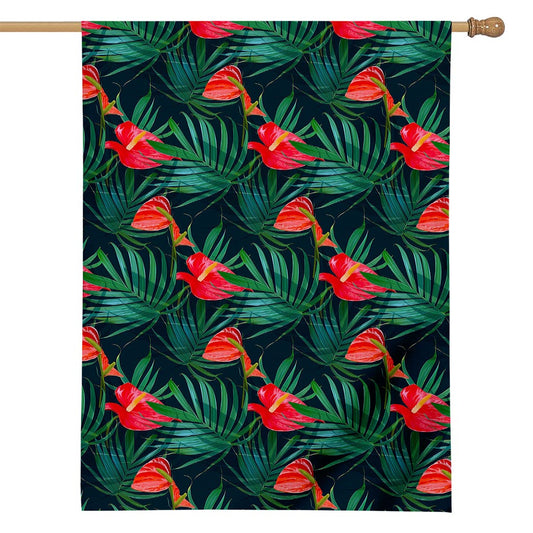 Hawaiian Tropical Flowers Pattern Print House Flag