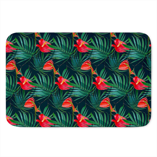 Hawaiian Tropical Flowers Pattern Print Indoor Door Mat