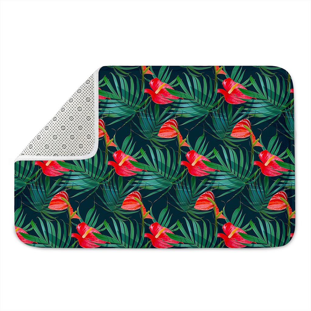 Hawaiian Tropical Flowers Pattern Print Indoor Door Mat