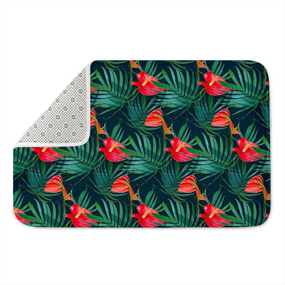 Hawaiian Tropical Flowers Pattern Print Indoor Door Mat