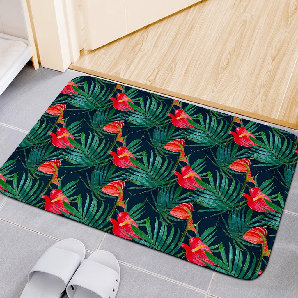 Hawaiian Tropical Flowers Pattern Print Indoor Door Mat