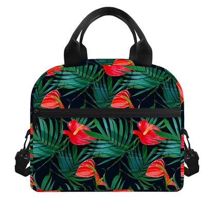 Hawaiian Tropical Flowers Pattern Print Insulated Lunch Bag