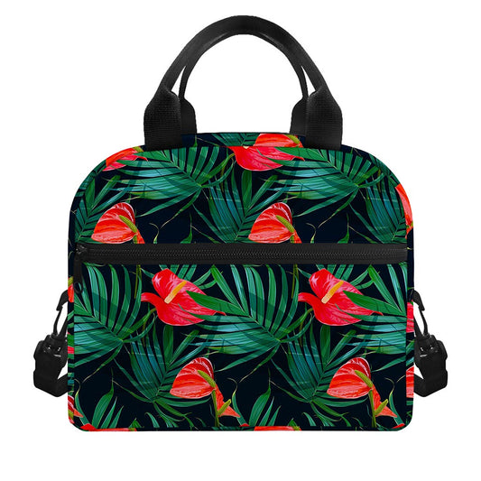 Hawaiian Tropical Flowers Pattern Print Insulated Lunch Bag