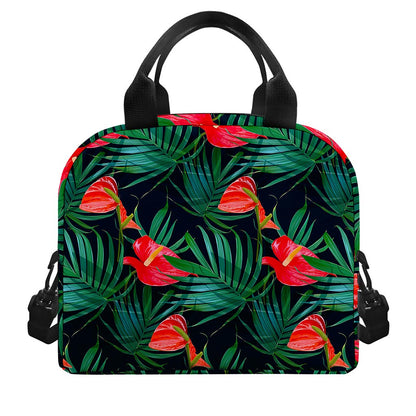 Hawaiian Tropical Flowers Pattern Print Insulated Lunch Bag