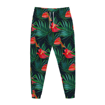 Hawaiian Tropical Flowers Pattern Print Jogger Pants