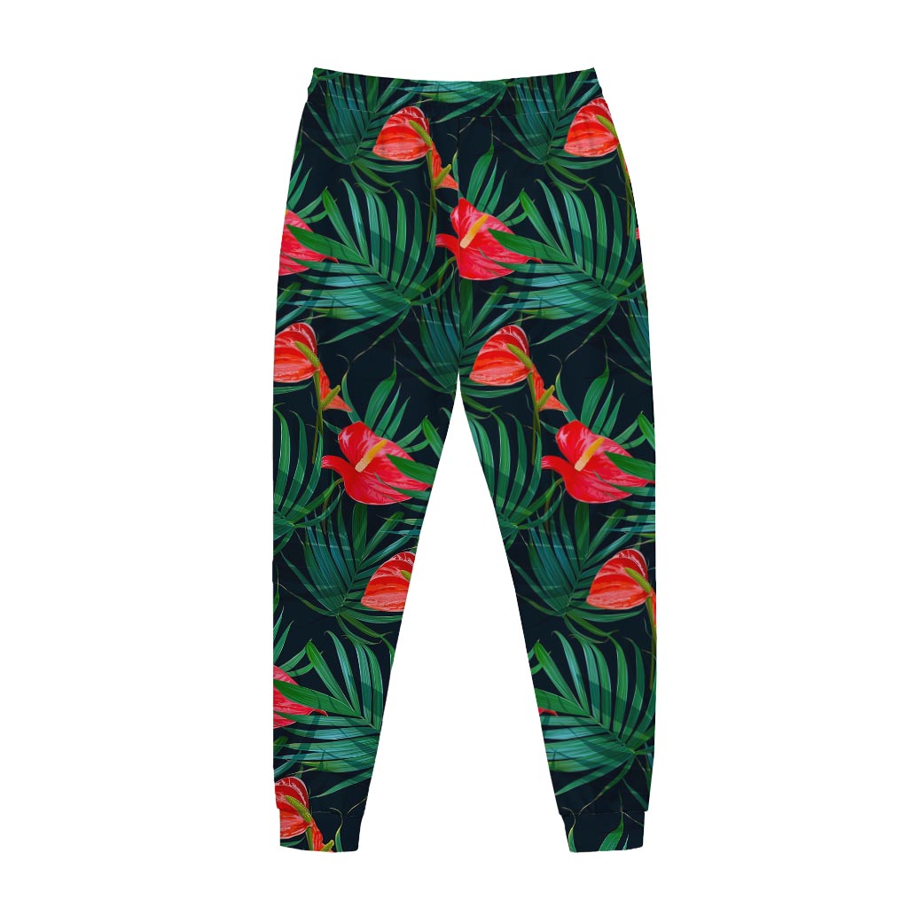 Hawaiian Tropical Flowers Pattern Print Jogger Pants