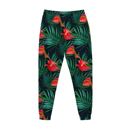 Hawaiian Tropical Flowers Pattern Print Jogger Pants