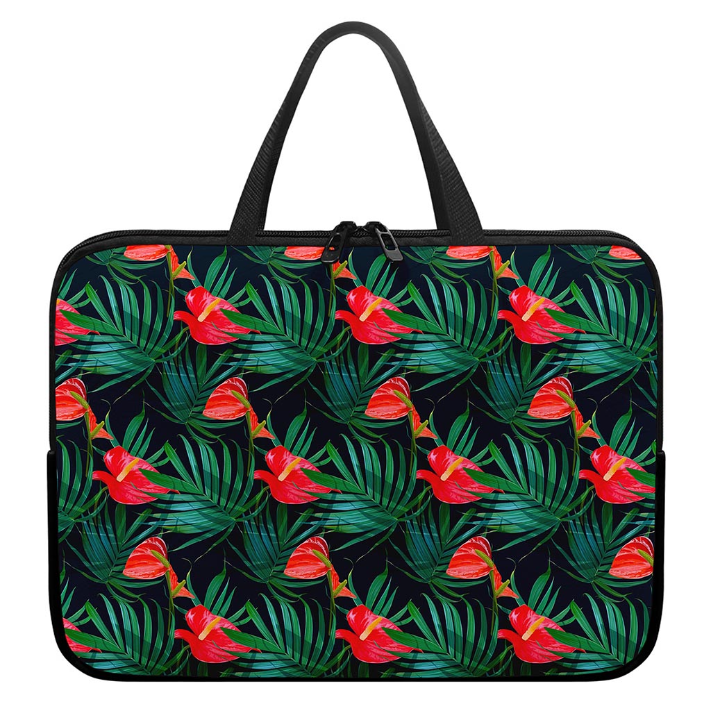 Hawaiian Tropical Flowers Pattern Print Laptop Sleeve With Handle